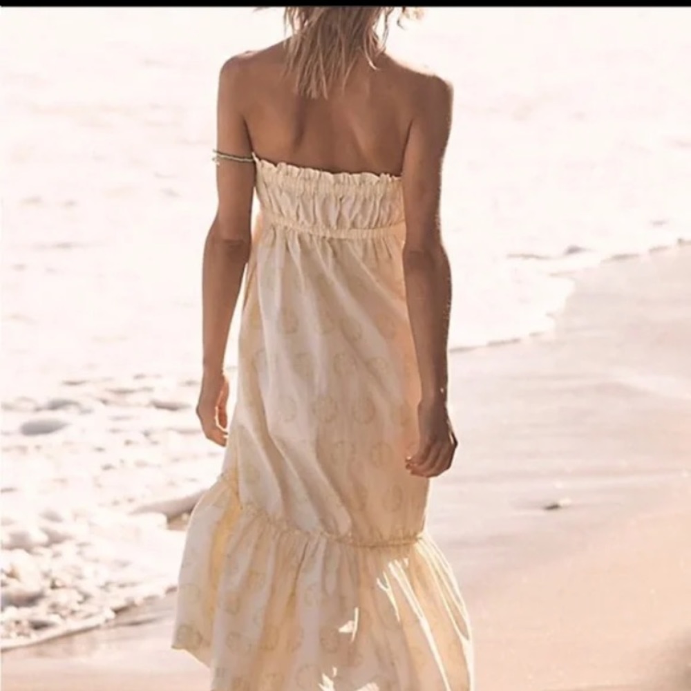 NWT Free People Leanna Cream Strapless Floral Dress